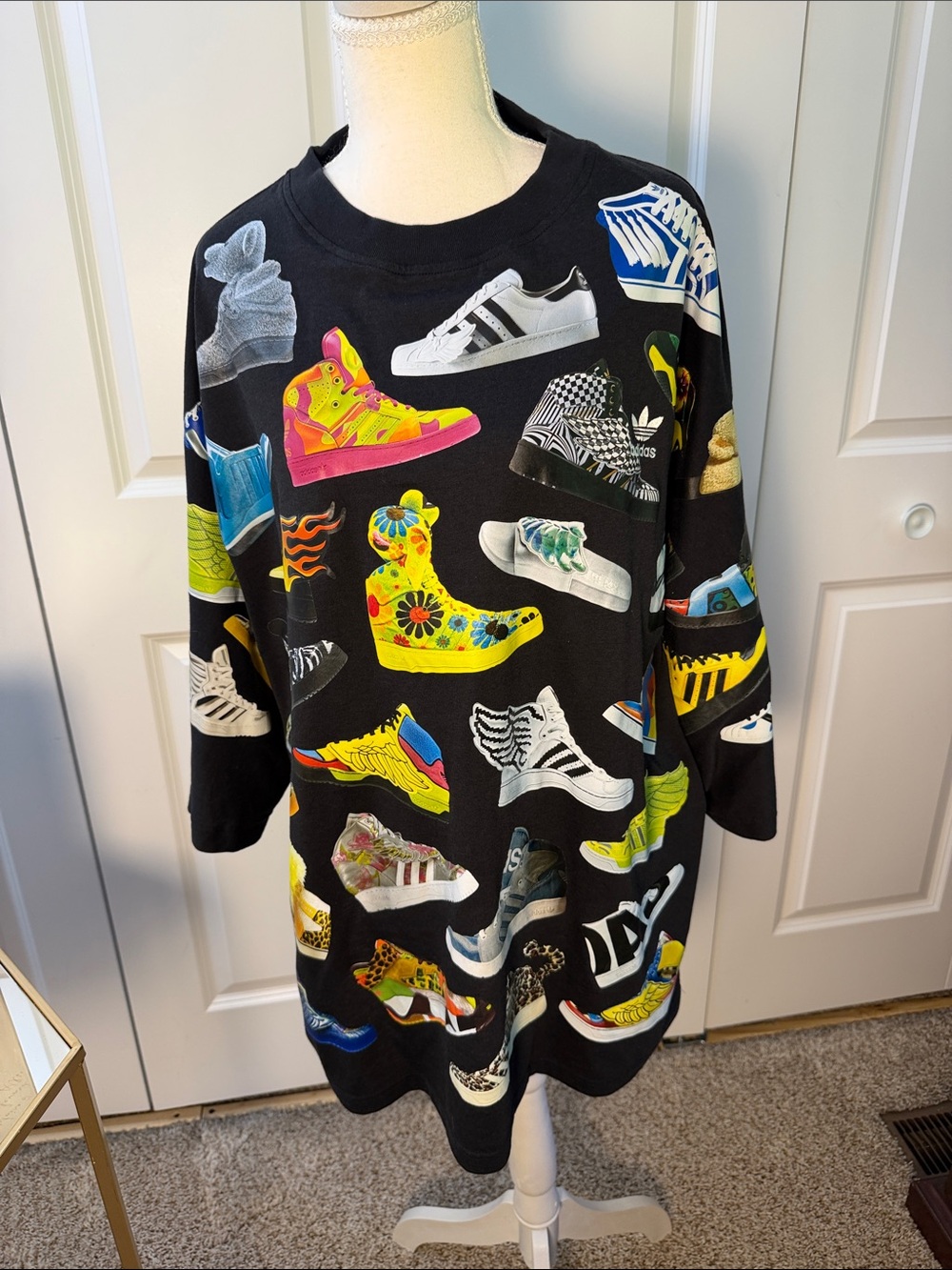 Adidas x Jeremy Scott oversized tunic tshirt top multi shoe design XS-S